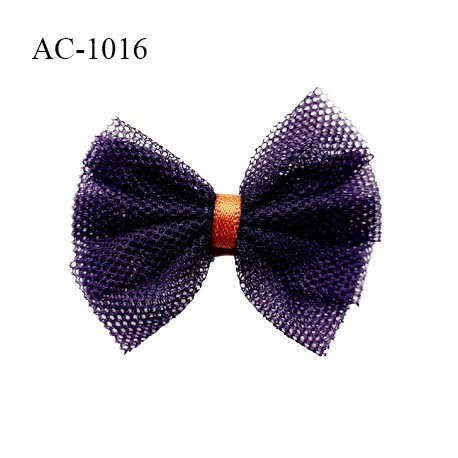 Noeud lingerie haut de gamme couleur aubergine et rouille largeur 45 mm hauteur 40 mm prix à la pièce