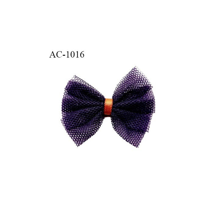 Noeud lingerie haut de gamme couleur aubergine et rouille largeur 45 mm hauteur 40 mm prix à la pièce