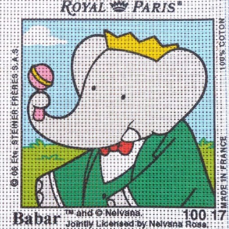 Canevas à broder ENFANT 15 x 15 cm marque ROYAL PARIS BABAR fabrication française