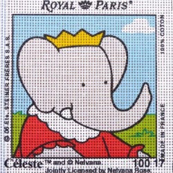 Canevas à broder ENFANT 15 x 15 cm marque ROYAL PARIS thème BABAR CELESTE fabrication française