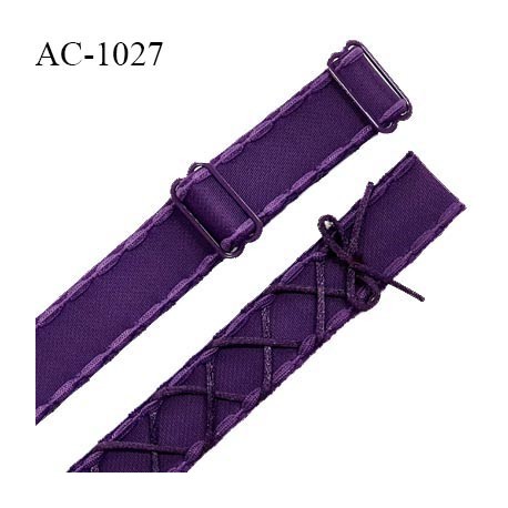 Bretelle lingerie SG 24 mm très haut de gamme couleur aubergine (chianti) laçage queue de souris longueur 32 cm prix à l'unité