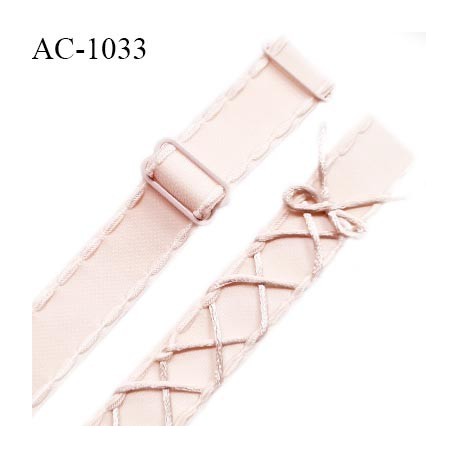 Bretelle lingerie SG 20 mm très haut de gamme couleur satin ou saumon laçage queue de souris longueur 40 cm prix à l'unité