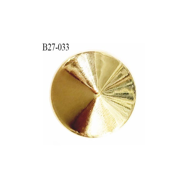 Bouton 27 mm pvc forme de pointe diamant brillant doré accroche un anneau diamètre 27 millimètres