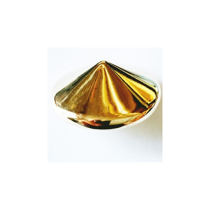 Bouton 27 mm pvc forme de pointe diamant brillant doré accroche un anneau diamètre 27 millimètres