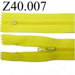 fermeture zip à glissière longueur 40 cm couleur jaune non séparable zip nylon largeur 2.5 cm