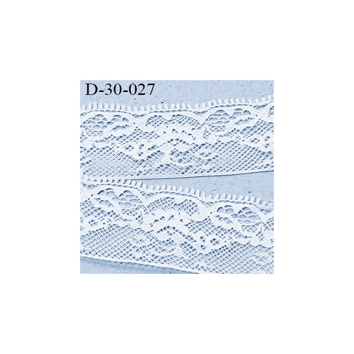 Dentelle 30 mm synthétique non extensible couleur blanc largeur 30 mm prix au mètre