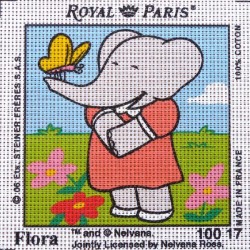 Canevas à broder ENFANT 15 x 15 cm marque ROYAL PARIS thème BABAR FLORA fabrication française