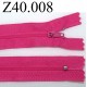 fermeture éclair longueur 40 cm couleur rose fushia séparable zip nylon largeur 2.5 cm