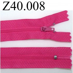 fermeture zip à glissière longueur 40 cm couleur rose fushia non séparable zip nylon largeur 2.5 cm