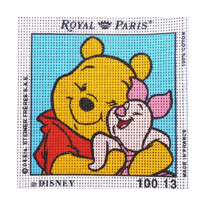 Canevas à broder ENFANT 15 x 15 cm marque ROYAL PARIS thème WINNIE L'OURSON PORCINET fabrication française