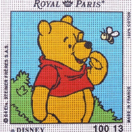 Canevas à broder ENFANT 15 x 15 cm DISNEY marque ROYAL PARIS thème WINNIE  L'OURSON ET L'ABEILLE fabrication française