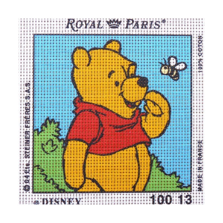 Canevas à broder ENFANT 15 x 15 cm marque ROYAL PARIS thème WINNIE L'OURSON ET LE PAPILLON fabrication française