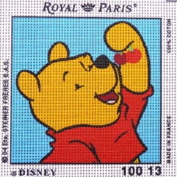 Canevas à broder ENFANT 15 x 15 cm DISNEY marque ROYAL PARIS thème WINNIE L'OURSON ET LES CERISES fabrication française