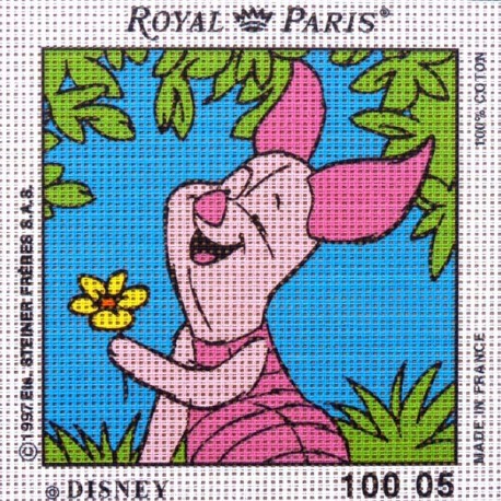 Canevas à broder ENFANT 15 x 15 cm DISNEY marque ROYAL PARIS thème WINNIE L'OURSON PORCINET fabrication française