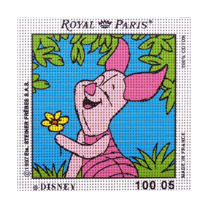 Canevas à broder ENFANT 15 x 15 cm DISNEY marque ROYAL PARIS thème WINNIE L'OURSON PORCINET fabrication française