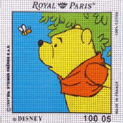 Canevas à broder ENFANT 15 x 15 cm DISNEY marque ROYAL PARIS thème WINNIE L'OURSON ET L'ABEILLE fabrication française