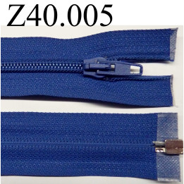 fermeture  éclair longueur 40 cm couleur bleu séparable zip nylon largeur 3.2 cm largeur du zip 5 mm