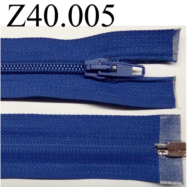 fermeture  éclair longueur 40 cm couleur bleu séparable zip nylon largeur 3.2 cm largeur du zip 5 mm