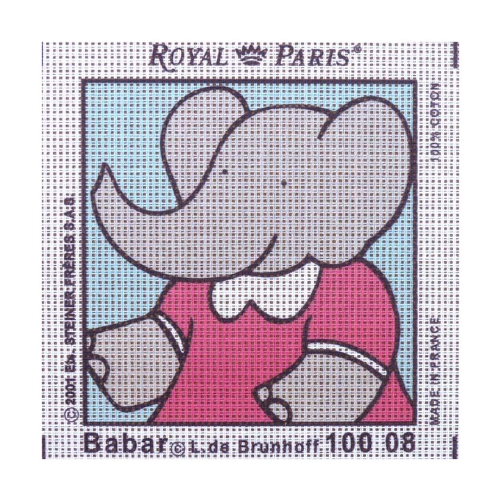 Canevas à broder ENFANT 15 x 15 cm marque ROYAL PARIS BABAR ENFANT fabrication française