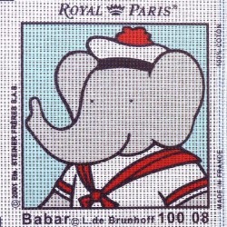 Canevas à broder ENFANT 15 x 15 cm marque ROYAL PARIS BABAR MARIN fabrication française