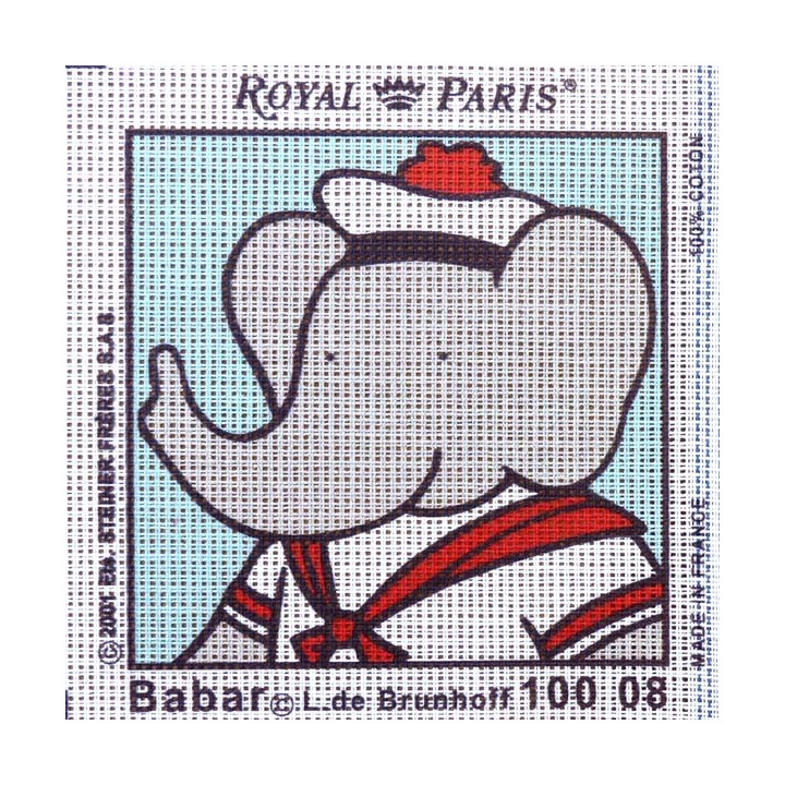 Canevas à broder ENFANT 15 x 15 cm marque ROYAL PARIS BABAR MARIN fabrication française