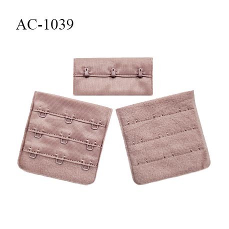 Agrafe 57 mm attache SG haut de gamme couleur bois de rose 3 rangées 3 crochets largeur 57 mm fabriqué en France prix à l'unité