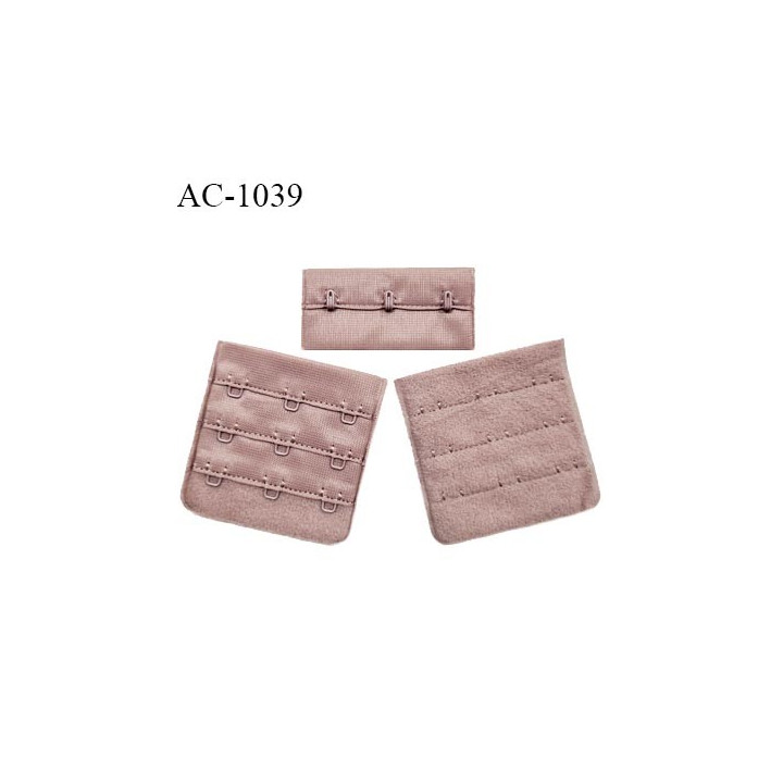 Agrafe 57 mm attache SG haut de gamme couleur bois de rose 3 rangées 3 crochets largeur 57 mm fabriqué en France prix à l'unité