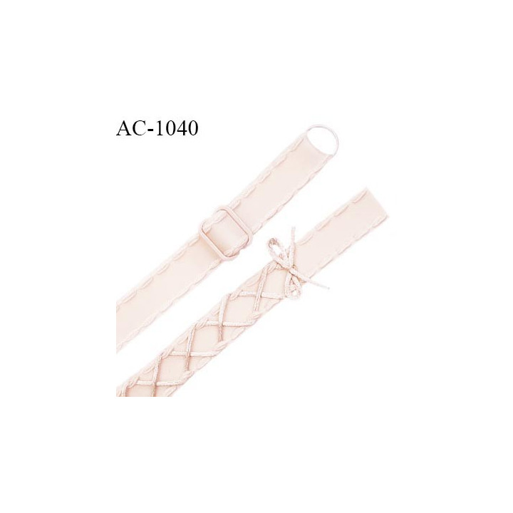 Bretelle lingerie SG 18 mm très haut de gamme couleur satin ou saumon laçage queue de souris longueur 42 cm prix à l'unité