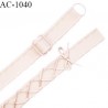 Bretelle lingerie SG 18 mm très haut de gamme couleur satin ou saumon laçage queue de souris longueur 42 cm prix à l'unité
