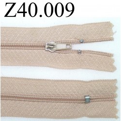 fermeture zip à glissière longueur 40 cm couleur beige non séparable zip nylon largeur 2.5 cm 