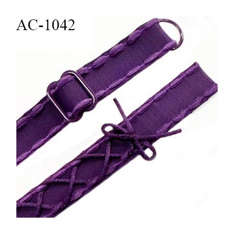 Bretelle lingerie SG 18 mm très haut de gamme couleur chianti aubergine laçage queue de souris longueur 37 cm prix à l'unité