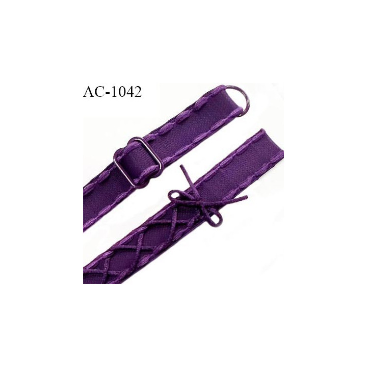 Bretelle lingerie SG 18 mm très haut de gamme couleur chianti aubergine laçage queue de souris longueur 37 cm prix à l'unité