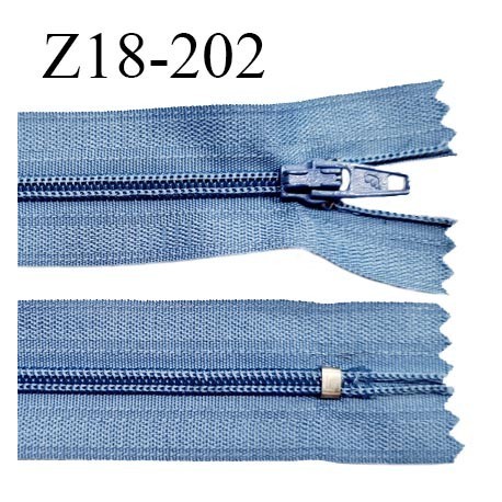 Fermeture zip 18 cm non séparable couleur bleu largeur 2.7 cm zip nylon longueur 18 cm prix à l'unité