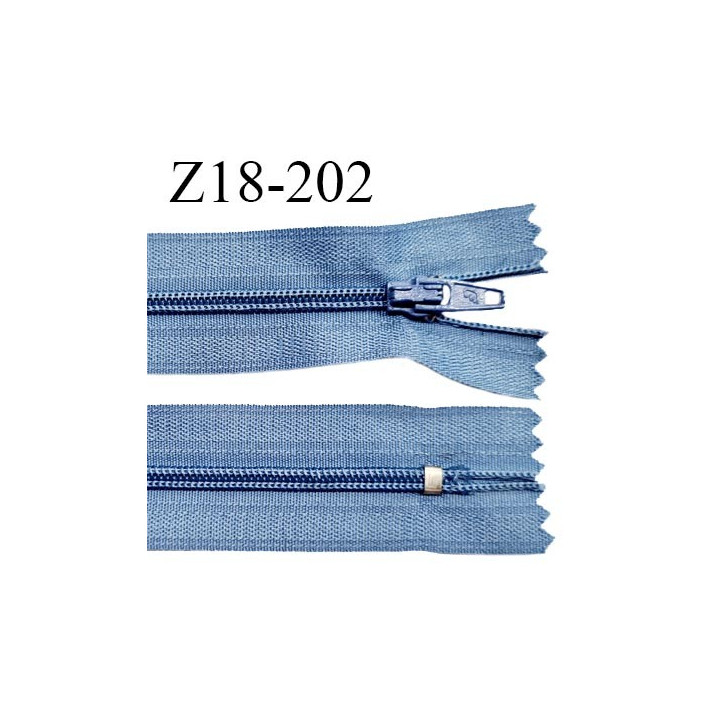 Fermeture zip 18 cm non séparable couleur bleu largeur 2.7 cm zip nylon longueur 18 cm prix à l'unité