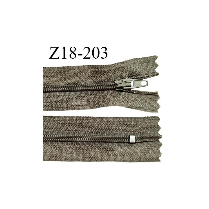 Fermeture zip 18 cm non séparable couleur kaki largeur 2.7 cm zip nylon longueur 18 cm prix à l'unité
