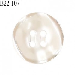 Bouton 22 mm en pvc couleur naturel nacré 4 trous diamètre 22 mm épaisseur 4 mm prix à la pièce