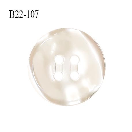 Bouton 22 mm en pvc couleur naturel nacré 4 trous diamètre 22 mm épaisseur 4 mm prix à la pièce