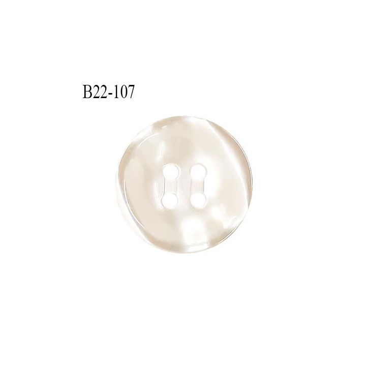 Bouton 22 mm en pvc couleur naturel nacré 4 trous diamètre 22 mm épaisseur 4 mm prix à la pièce