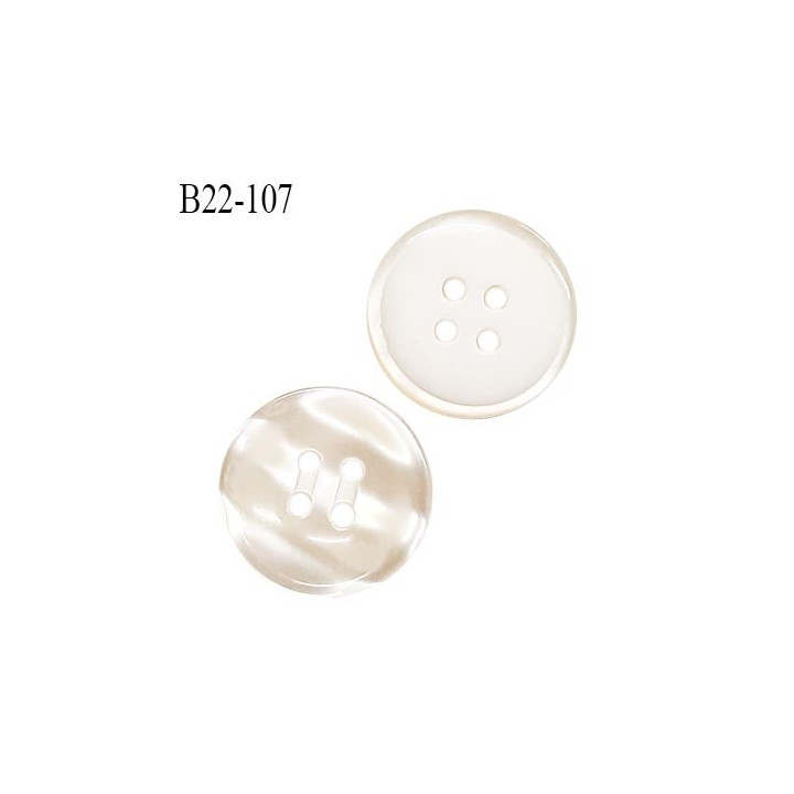 Bouton 22 mm en pvc couleur naturel nacré 4 trous diamètre 22 mm épaisseur 4 mm prix à la pièce