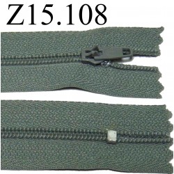 fermeture zip à glissière grise longueur 15 cm couleur gris non séparable zip nylon largeur 2.5 cm