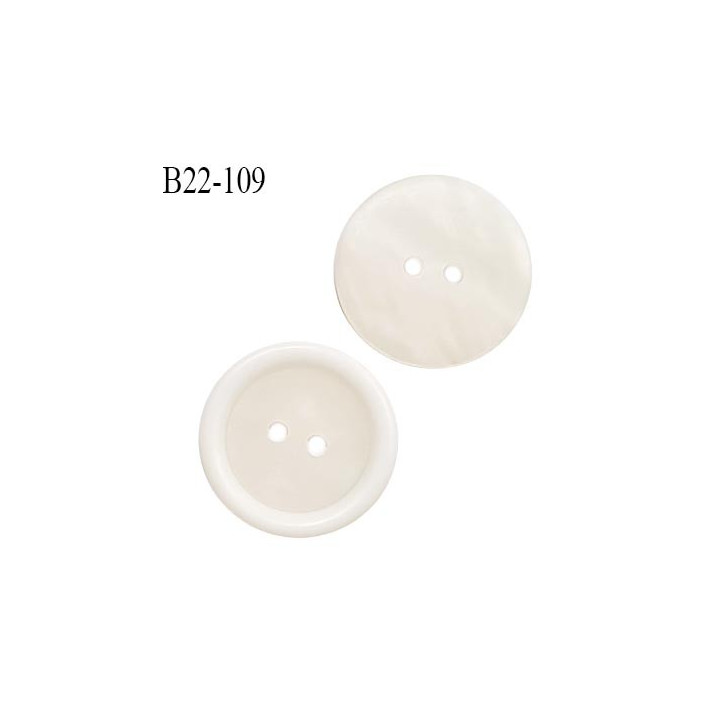 Bouton 22 mm en pvc couleur écru 4 trous diamètre 22 mm épaisseur 3.5 mm prix à la pièce