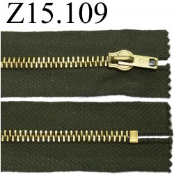 fermeture zip à glissière longueur 15 cm couleur vert kaki non séparable zip métal largeur 3.5 cm largeur du zip 6 mm