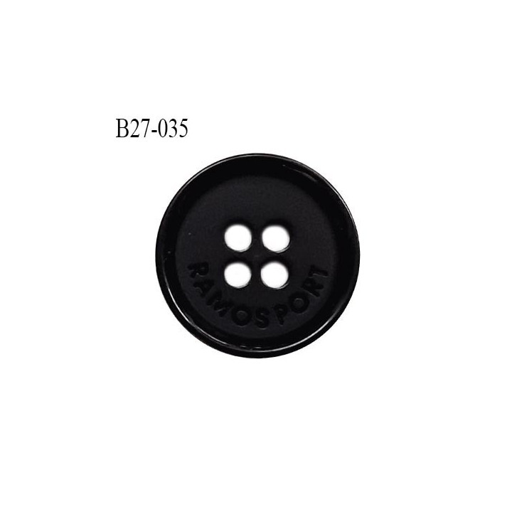 Bouton 27 mm en pvc couleur noir inscription Ramosport diamètre 27 mm épaisseur 3 mm prix à l'unité