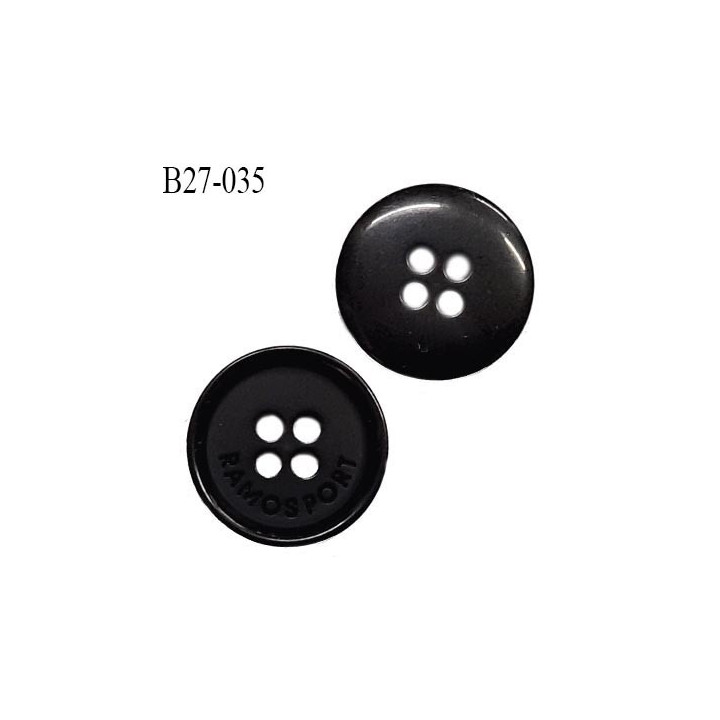 Bouton 27 mm en pvc couleur noir inscription Ramosport diamètre 27 mm épaisseur 3 mm prix à l'unité