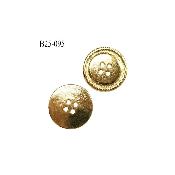 Bouton 25 mm en métal couleur or 4 trous diamètre 25 mm épaisseur 4 mm prix à l'unité