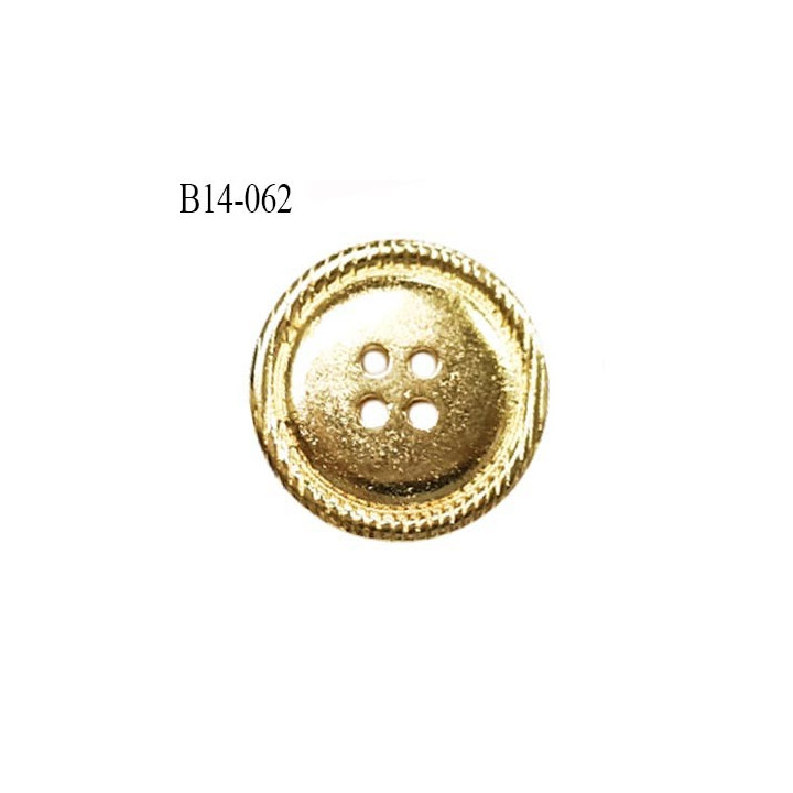 Bouton 14 mm en métal couleur or 4 trous diamètre 14 mm épaisseur 2.5 mm prix à l'unité