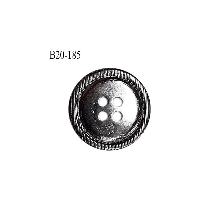 Bouton 20 mm en métal couleur chrome 4 trous diamètre 20 mm épaisseur 3 mm prix à l'unité