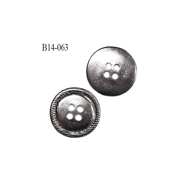 Bouton 14 mm en métal couleur chrome 4 trous diamètre 14 mm épaisseur 2.5 mm prix à l'unité