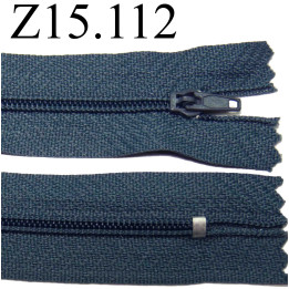 fermeture éclair longueur  15 cm couleur bleu  non séparable zip nylon largeur 2.5 cm