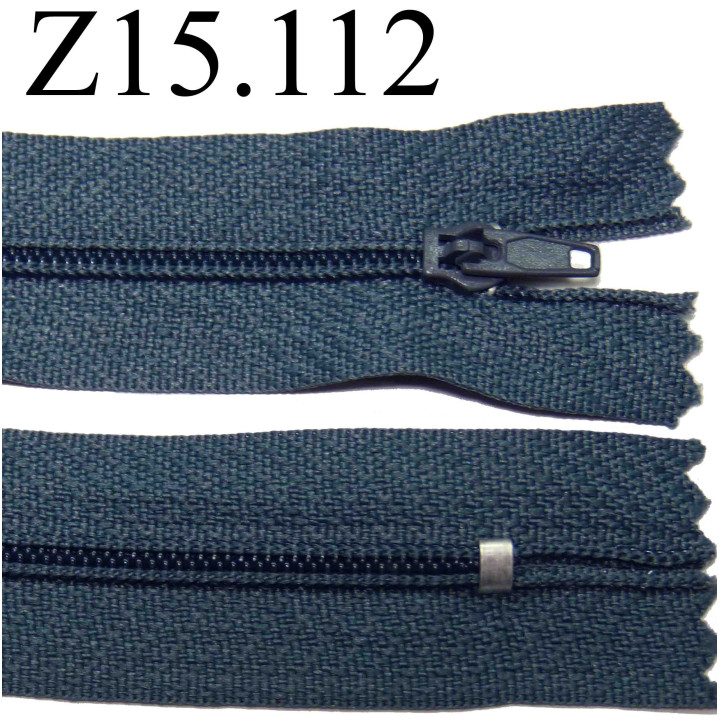fermeture éclair longueur  15 cm couleur bleu  non séparable zip nylon largeur 2.5 cm